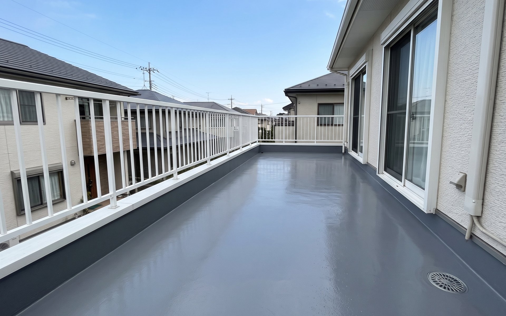 防水工事を終えたベランダの床